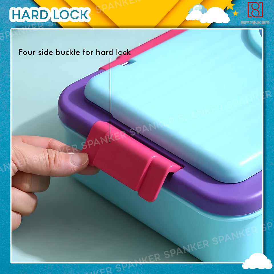 Spanker 1050ML Stainless Steel Insulation BPA Free Leak-Proof 5 Compartment Lunch Box with 3 pc Cutlery Bento Box for Kid Adult Student Children - Blue