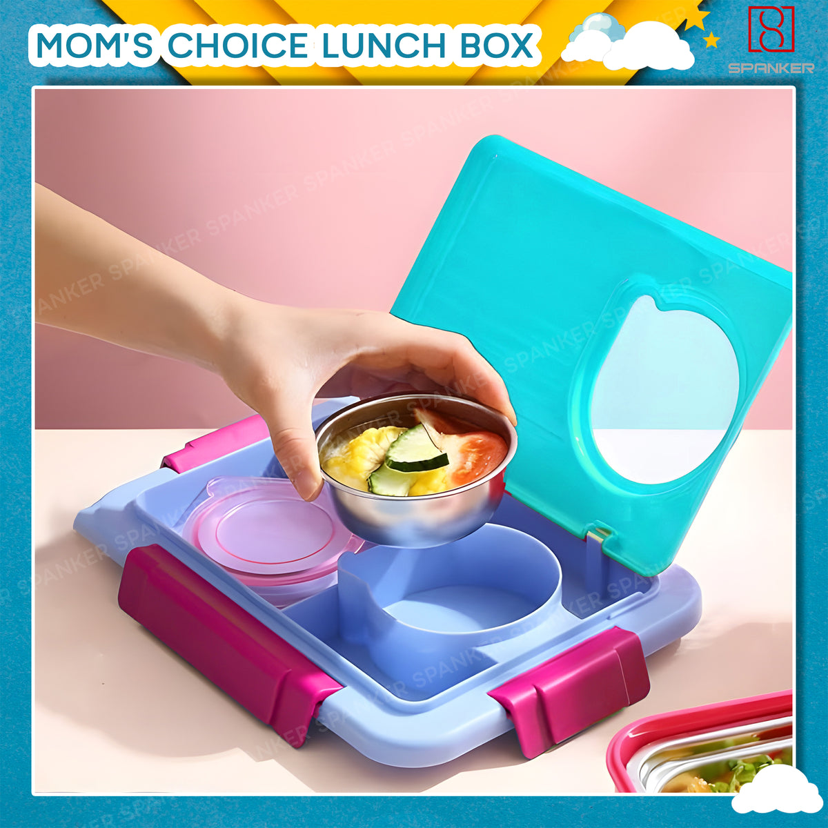 Spanker 1050ML Stainless Steel Insulation BPA Free Leak-Proof Compartment  Lunch Box with pc Cutlery Bento Box for Kid Adult Student Children