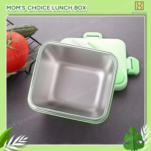 Spanker 600 ML Cartoon Design Portable Leak-Proof, BPA-Free Dishwasher Safe Stainless Steel Bento Box with Spoon & Fork for Toddlers Preschoolers - Green