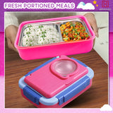 Spanker 1050ML Stainless Steel Insulation BPA Free Leak-Proof 5 Compartment Lunch Box with 3 pc Cutlery Bento Box for Kid Adult Student Children - Pink