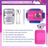 Spanker 1050ML Stainless Steel Insulation BPA Free Leak-Proof 5 Compartment Lunch Box with 3 pc Cutlery Bento Box for Kid Adult Student Children - Pink