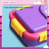 Spanker 1050ML Stainless Steel Insulation BPA Free Leak-Proof 5 Compartment Lunch Box with 3 pc Cutlery Bento Box for Kid Adult Student Children - Purple