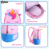 Toyshine 8" Cute Unicorn Face Soft Stuff Backpack for Kids Girls Boys Toddler Backpack Preschool Nursery Travel Bag, Mini Size (20cm, Pink)