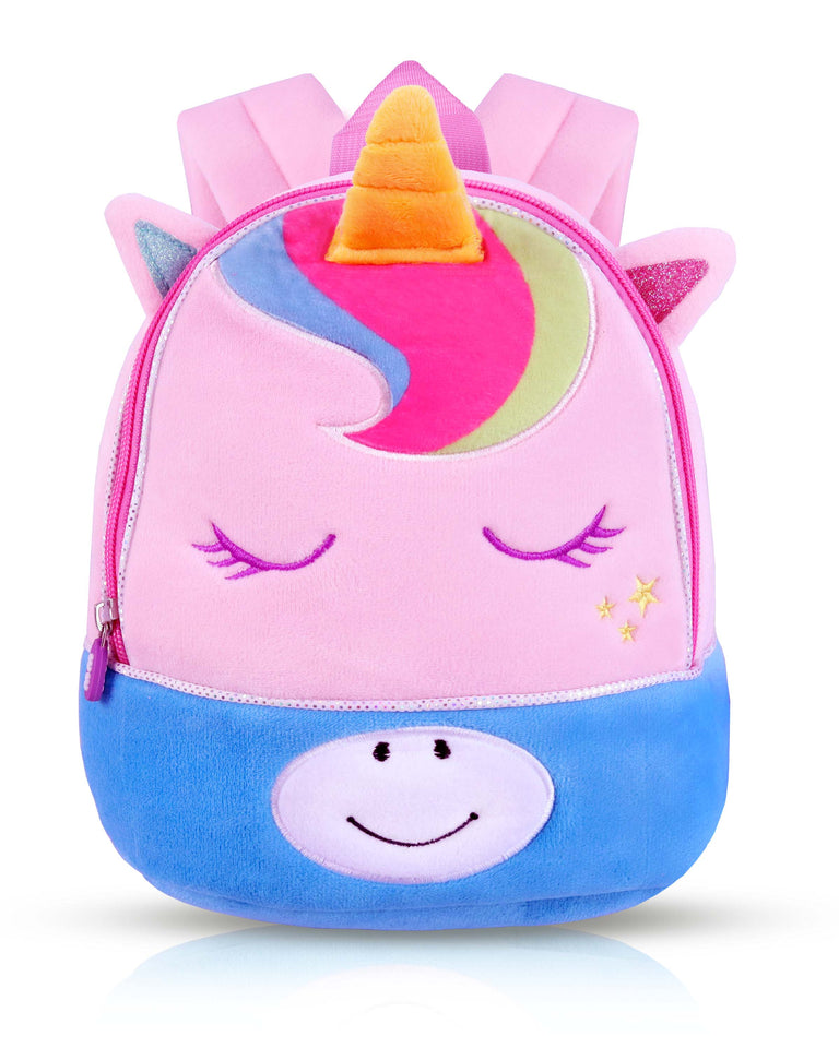 Toyshine 8" Cute Unicorn Face Soft Stuff Backpack for Kids Girls Boys Toddler Backpack Preschool Nursery Travel Bag, Mini Size (20cm, Pink)