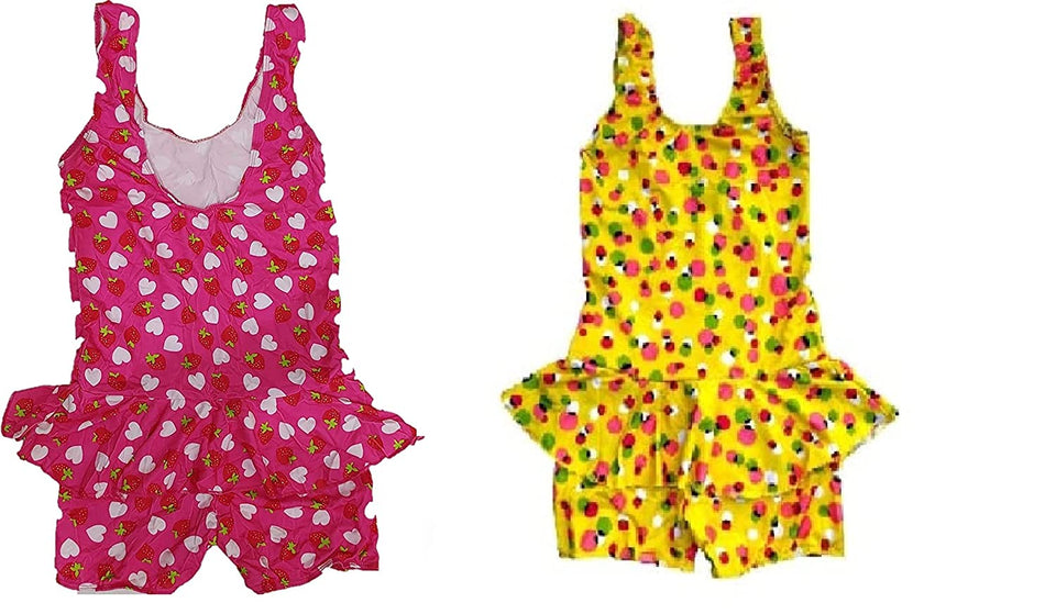 Toyshine Swimming Costume1 Piece Suit for Baby Girls 7 yrs +SP-106,(Pack of 2) Color and Design May Vary SSTP