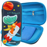 Toyshine Black Rocket Crocodile Compact Hardtop Pencil Case with Multiple Compartments - Kids School Supply Organizer Students Stationery Box - Girls Pen Pouch- Black