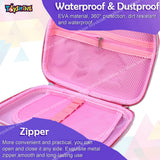 Toyshine Super Glaze Unicorn Hardtop Pencil Case with Compartments - Kids Large Capacity School Supply Organizer Students Stationery Box - Girls Pen Pouch- Dark Pink