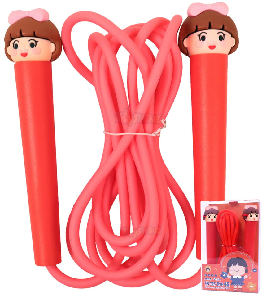 Toyshine Kids Skipping Rope Jump Rope, 6.5 ft Adjustable PVC Skipping Rope for Boys and Girls Fitness, Doll Bow - Mix Color