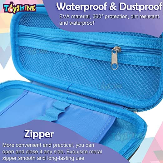 Toyshine Set of 3 Hardtop Pencil Cases with Multiple Compartments - Kids School Supply Organizer Students Stationery Box - Girls Pen Pouch (Crocodile, Space Dino and Rocket Dinosaur)