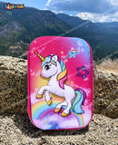 Toyshine Super Glaze Unicorn Hardtop Pencil Case with Compartments - Kids Large Capacity School Supply Organizer Students Stationery Box - Girls Pen Pouch- Dark Pink