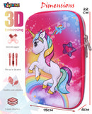Toyshine Super Glaze Unicorn Hardtop Pencil Case with Compartments - Kids Large Capacity School Supply Organizer Students Stationery Box - Girls Pen Pouch- Dark Pink