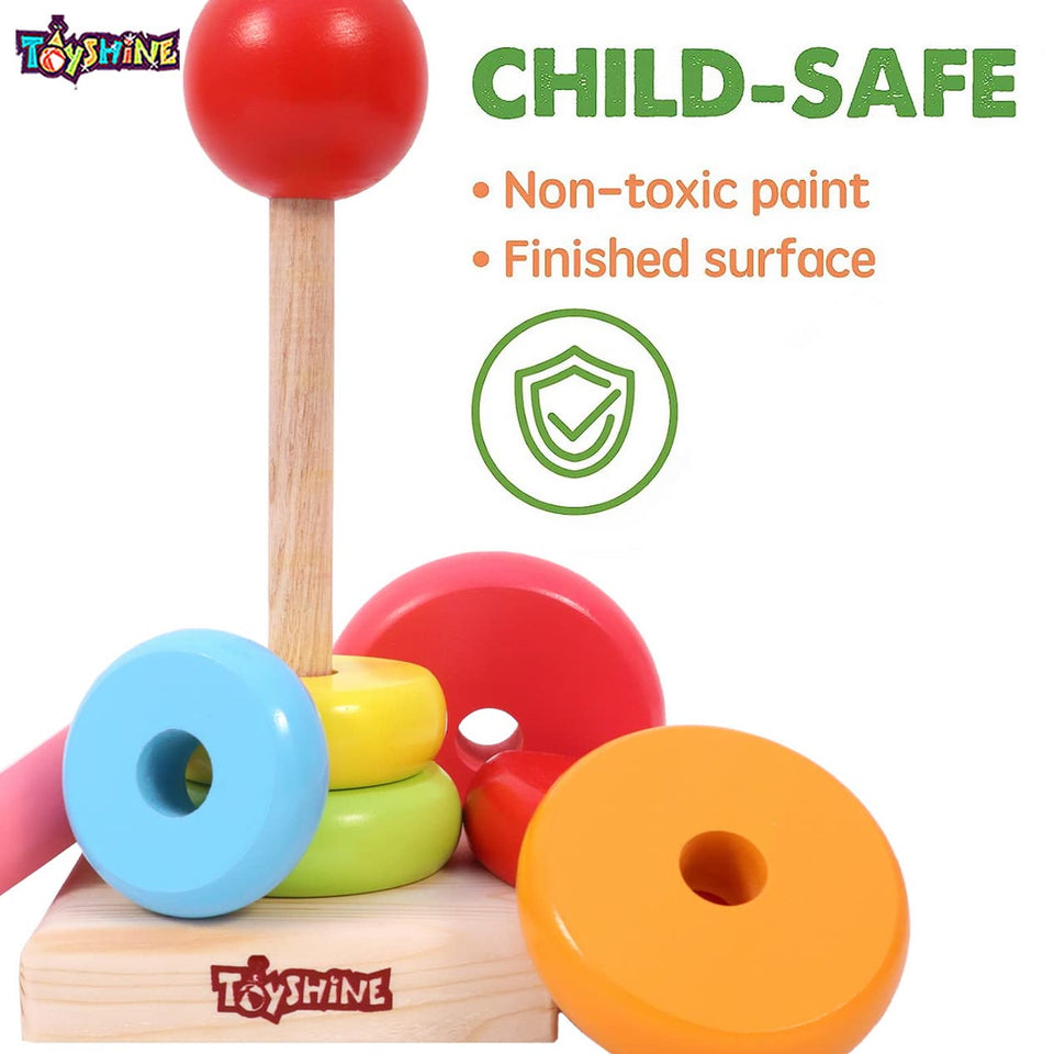 Toyshine Wooden Montessori Combo | Ring Stacker and Writing Board