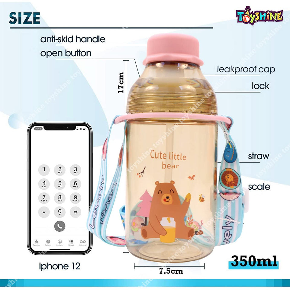 Toyshine No Lift Kids Tritan Water Bottle With Straw or Spill Proof BPA Free Bottle for Kids School