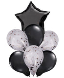 Toyshine Pearl Black Balloon Set of 7 Confetti and Latex Balloon Foil Reusable Party Favors Supplies for Wedding, Birthday Party and Decoration