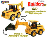 Toyshine Pack of 4 ABS Plastic Construction Vehicle Automobile Car Toy Set, Friction Powered, 4WD Toy Set