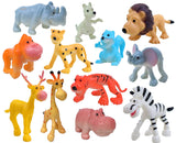 Toyshine Cartoon Style Pack of 12 Animal Rubber Play Toy for Kids Baby 2 3 4 5 Year Old, Non Toxic