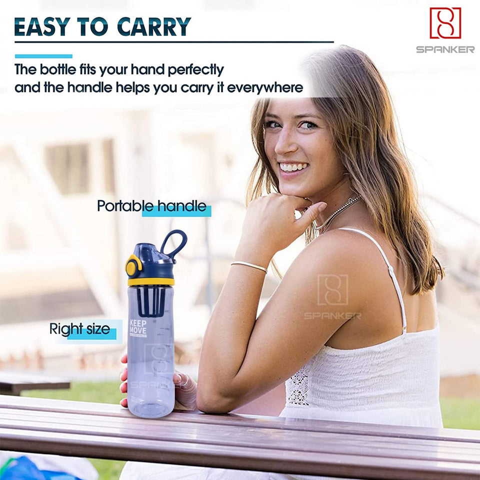 Spanker Sporty Motivational Leakproof Water Bottle 650 ML, BPA Free Fitness Sports Water Bottle - SSTP