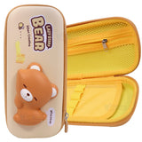 Toyshine Soft Touch Pencil Case with Compartments - Kids Large Capacity School Supply Organizer Students Stationery Box - Girls Pen Pouch- Bear Brown