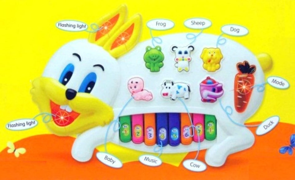 Toyshine Rabbits Musical Piano with 3 Modes Animal Sounds, Flashing Lights & Wonderful Music