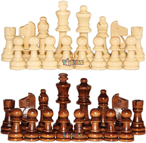 Toyshine Wooden Chess Pieces, Tournament Wood Chessmen Pieces Only, (7 cm King Figures )Chess Game Pawns Figurine Pieces, Color May Vary (SSTP)