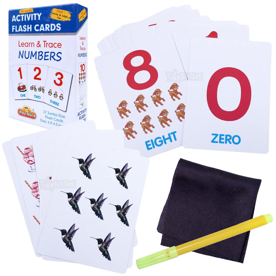 Toyshine Wipe and Clean Educational Flash Cards for Kids - Numbers Learning Game for Boys Girls 2 3 4 5 Year Old