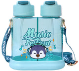 Toyshine Double Sided 640 ML Kids Water Bottle With Spill Proof Straw, BPA Free with Soft Grip Strap Children's Drinkware, Green