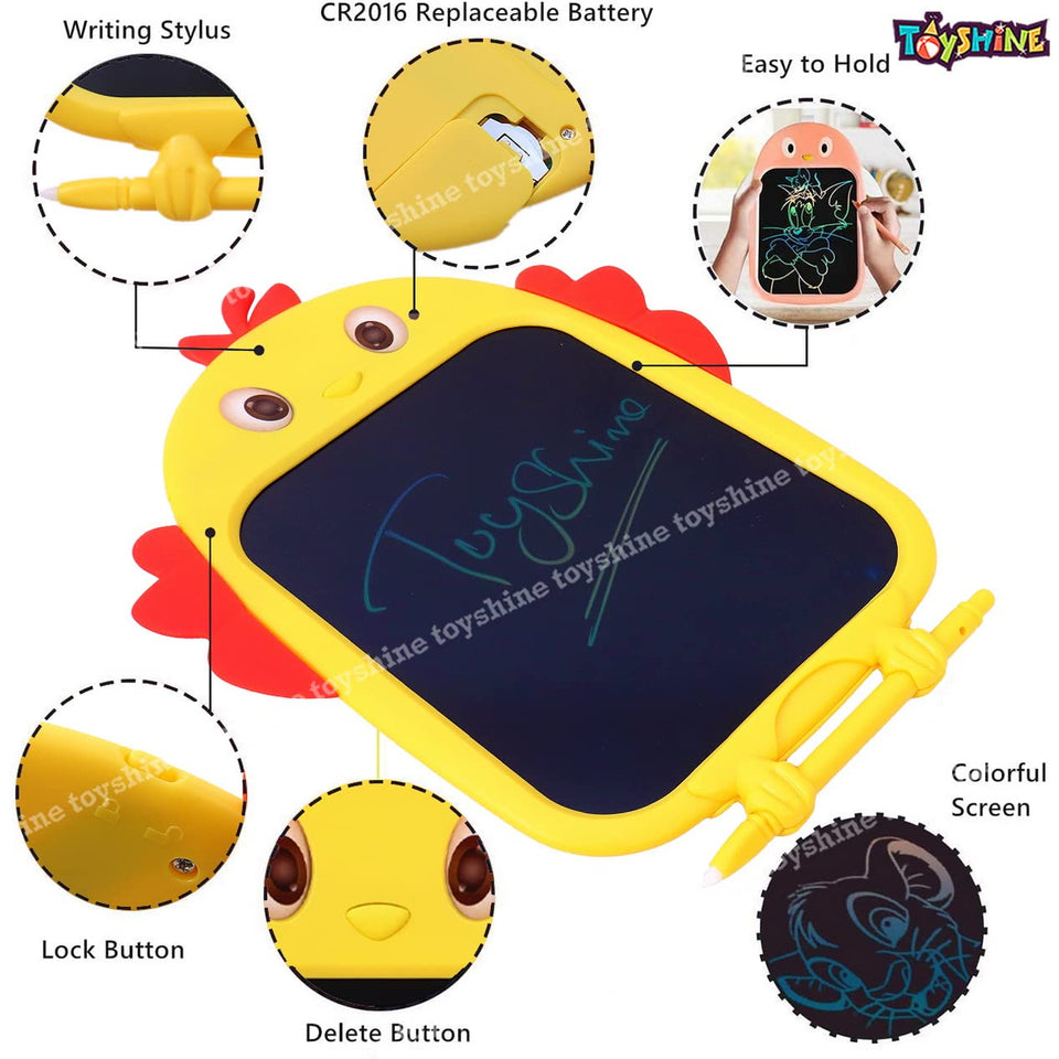 Toyshine Chick Design Colored Writing Tablet for Kids, 8.5 Inches - Yellow
