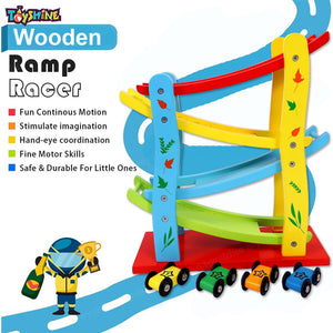 Toyshine Wooden Ramp Race Track Car Set Toy