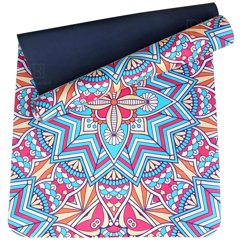 Spanker Premium Yoga Mat - Artist Designed, Premium eco friendly mats, Non Slip, Non toxic, Great For Regular & Hot Yoga, Pilates and Workouts (178 Cms x 68 cms x 5 mm)- Brown SSTP (TS-2022)