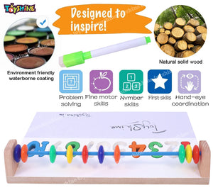 Toyshine 3 in 1 Wooden Activity Numbers Chalk Writing Board with Counting Abacus