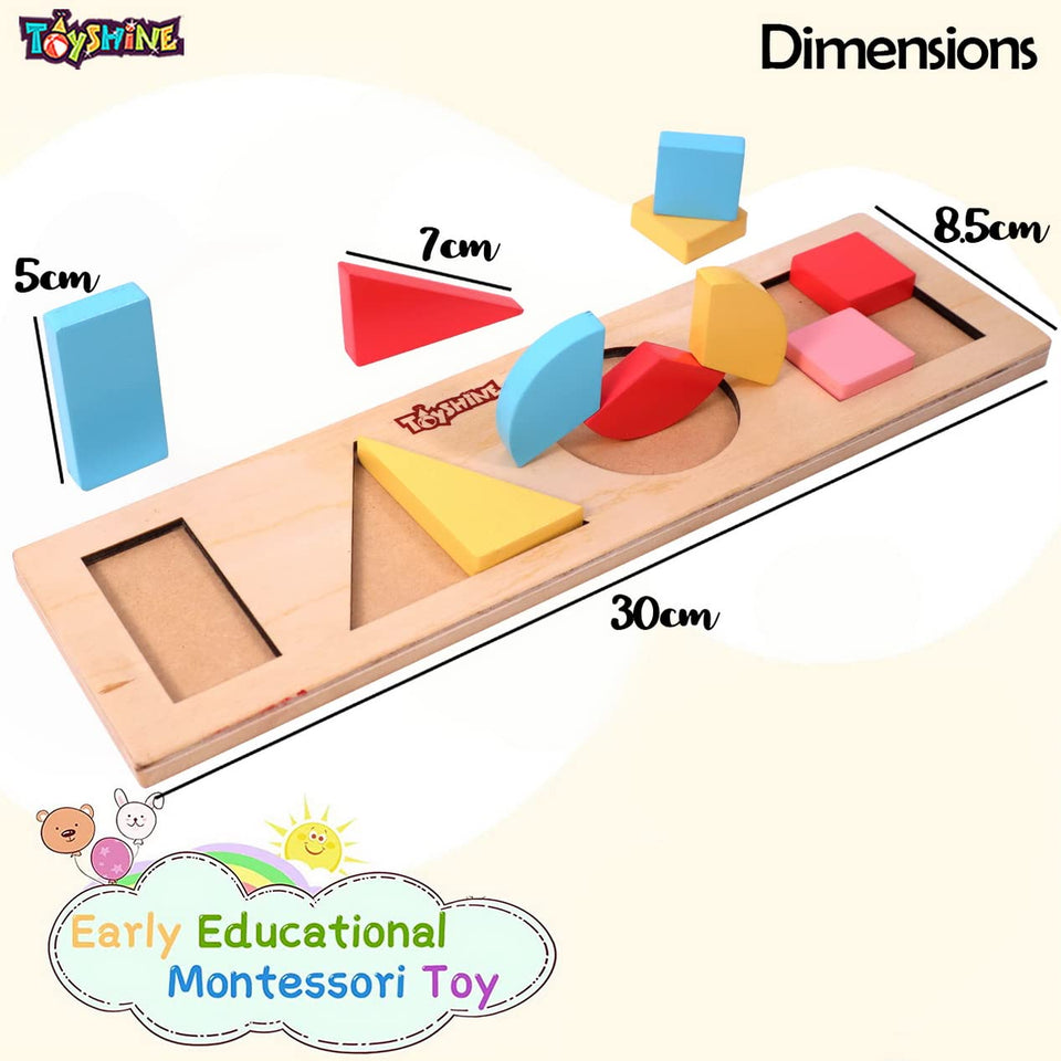 Toyshine 10 Pcs Wooden Educational Shape Color Puzzle Geometric Recognition Board Toys for 2 3 4 5 6 Year Old Boys Girls