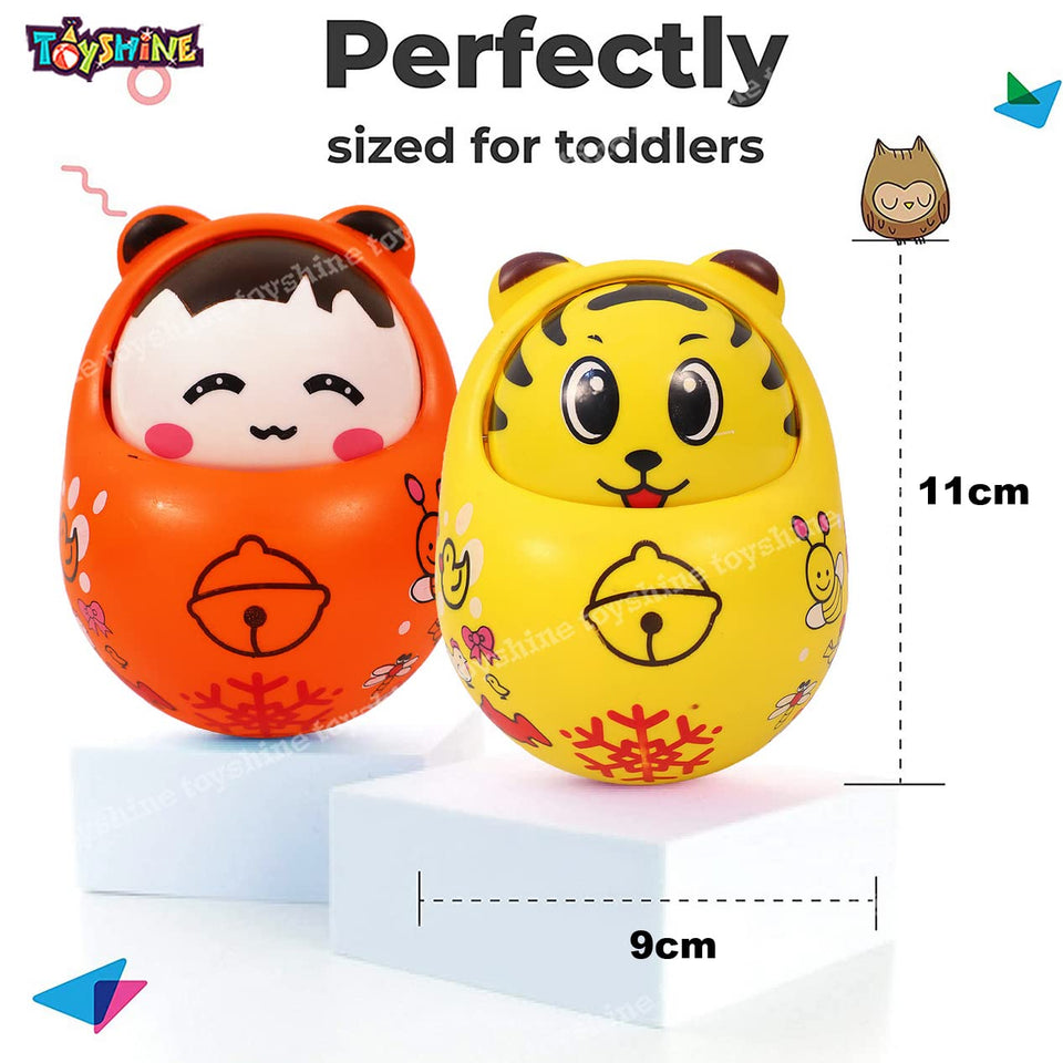 Toyshine Push and Shake Wobbling Bell Sounds Roly Poly Tumbler Doll (Orange)