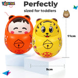 Toyshine Push and Shake Wobbling Bell Sounds Roly Poly Tumbler Doll (Orange)