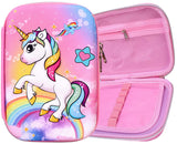 Toyshine Super Glaze Unicorn Hardtop Pencil Case with Compartments - Kids Large Capacity School Supply Organizer Students Stationery Box - Girls Pen Pouch- Light Pink