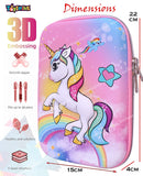 Toyshine Super Glaze Unicorn Hardtop Pencil Case with Compartments - Kids Large Capacity School Supply Organizer Students Stationery Box - Girls Pen Pouch- Light Pink