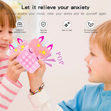 Toyshine Unicorn Shape Mini Shoulder Pop it Popit Purse Bag Fidget Toys for Girls, Sensory Silicone Fidget Gifts for Kids Girls Women- White