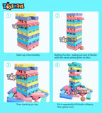 Toyshine 51 Pcs Printed Educational Wooden Stacking Tumling Tower Blocks Toys, Building Blocks for Kids