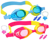 Toyshine Kids Swimming Goggles For (Age 4-12) Waterproof Swim Goggles (2PC) Clear Vision Anti Fog UV Protection, Pink-Light Blue SSTP