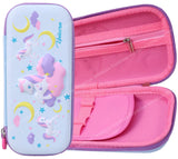 Toyshine Daisy Unicorn Hardtop Pencil Case with Multiple Compartments - Kids School Supply Organizer Students Stationery Box - Girls Pen Pouch - Blue