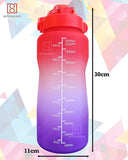 Spanker Fazer All In 1 Motivational Leakproof Water Bottle Gallon with Handle, Time Marker 2000ML, BPA Free Fitness Sports Water Bottle, (Red Purple) SSTP