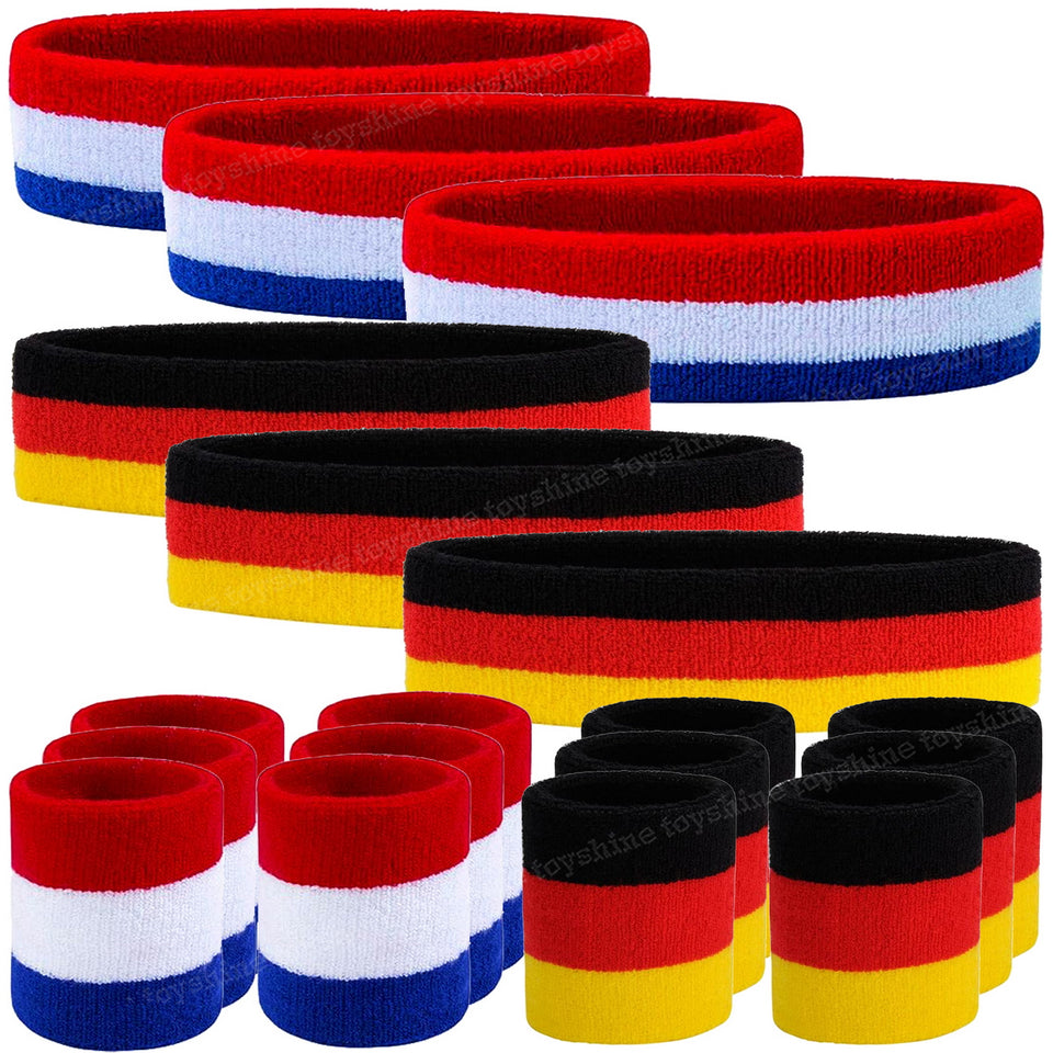 thumbnail image 2 of Wristbands Sweatband Set 9 Pieces, Including 3 Headband And 6 Wristbands ( Black 2 of 11