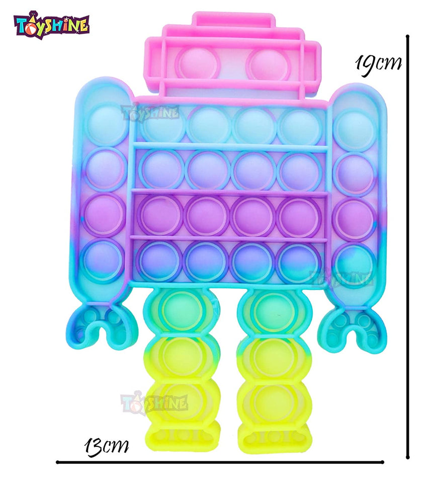 Toyshine Pack of 1- Robot- Fidget Popping Sounds Toy, BPA Free Silicone, Push Bubbles Toy for Autism Stress Reliever, Sensory Toy