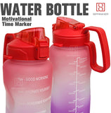 Spanker Ultima Motivational Water Bottle Half Gallon with Handle, Time Marker Large Capacity 2000 ML, Leakproof BPA Free Fitness Sports Water Bottle (Pink Purple) - SSTP