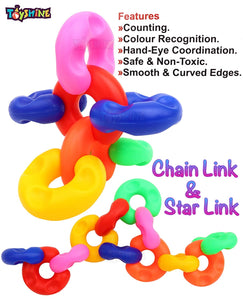 Toyshine Chain Links Set of 12 STEM Toddler Toys & Gifts for Boys, Girls Ages 2 Years+ - Mind Building Developmental Learning Toy, Multi