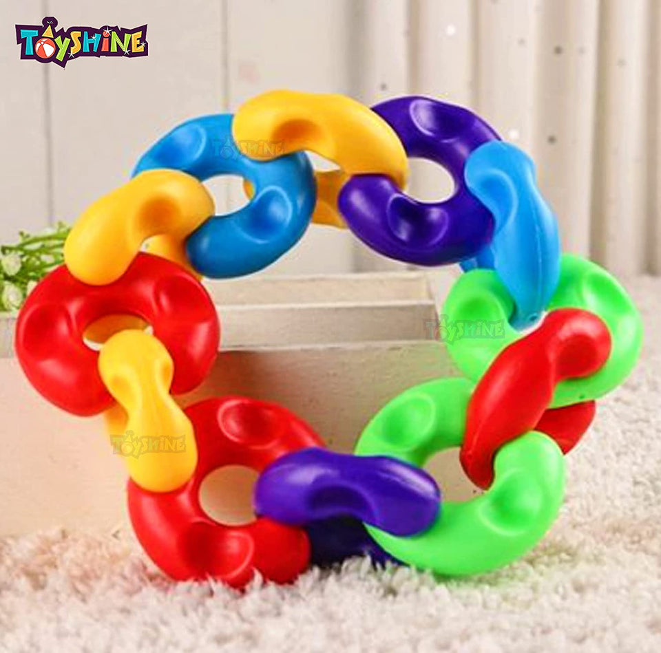 Toyshine Chain Links Set of 12 STEM Toddler Toys & Gifts for Boys, Girls Ages 2 Years+ - Mind Building Developmental Learning Toy, Multi