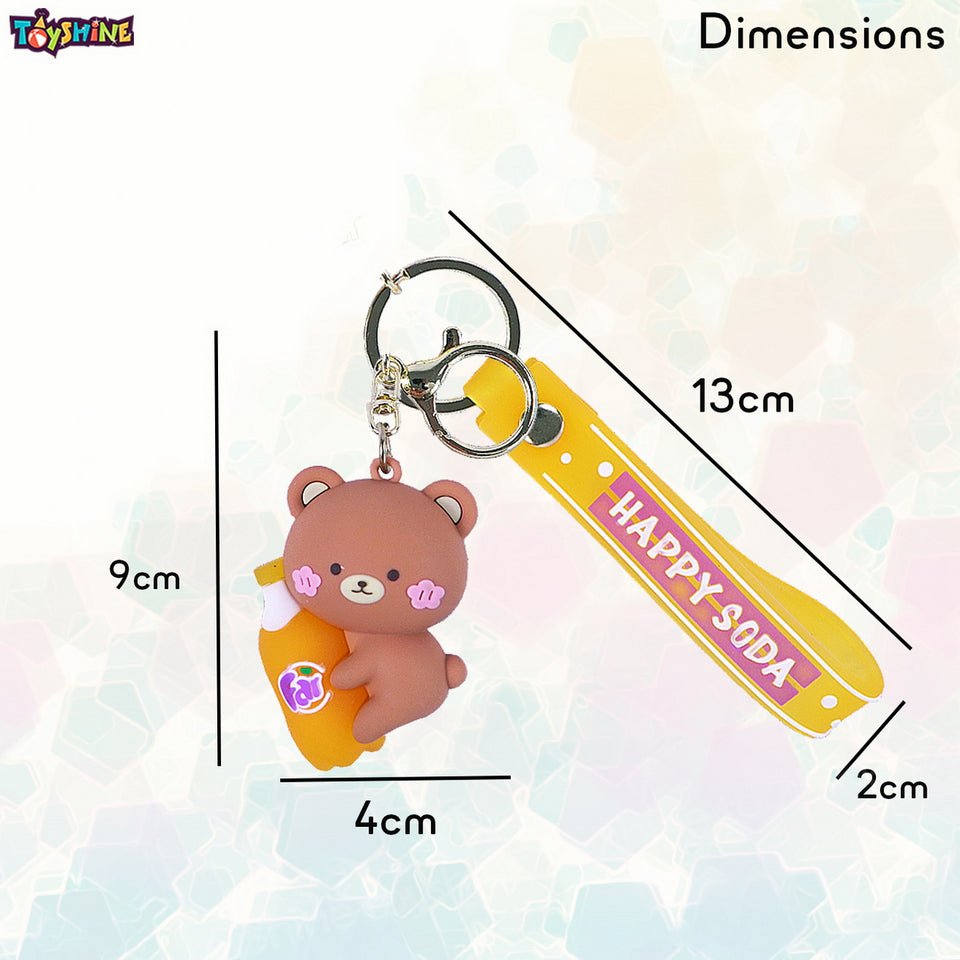 Toyshine 3 Set Teddy and Rabbit Cartoon Figure Kawaii Keychains with Holder Accessories, Backpack Car Key Chain for Boy Girl- Model F