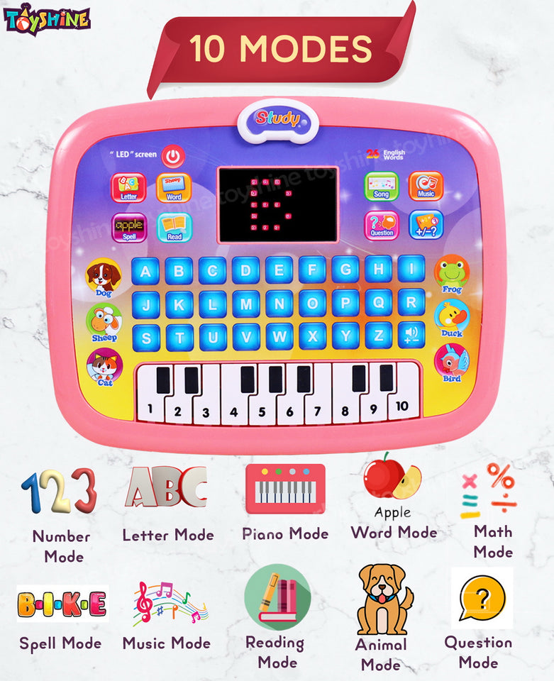 Toyshine Kids Computer Tablet Toy Baby Children Early Educational Learning Machine Toys Electronic Children Study Game for 3+ Year Old's Girls Boys Gift Birthday Presents