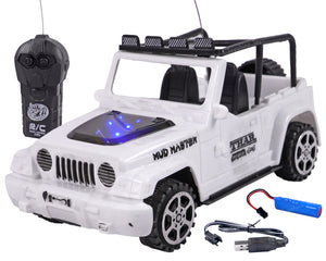 Toyshine 1:18 RC Scale Remote Control Rechargeable Wireless Toy Jeep with Lights for Kids Endless Childhood Fun Birthday Party Gift Return Gift - White