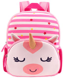 Toyshine 12" Cute Unicorn Face Backpack for Kids Girls Boys Toddler Backpack Preschool Nursery Travel Bag, Mini Size - Pink