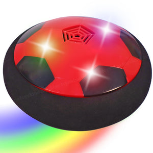 Toyshine Air Power Soccer Rainbow Hover Disc Toy with Foam Bumpers and Light-Up LED Lights, Kids Sports Ball Game for Indoor & Outdoor Play, Gift for Kids - Red